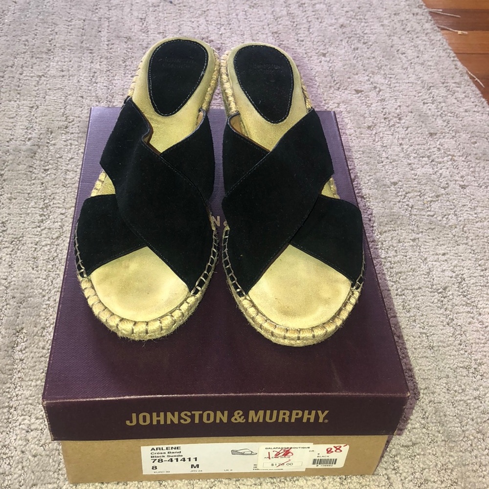 Arlene cross brand black suede wedge